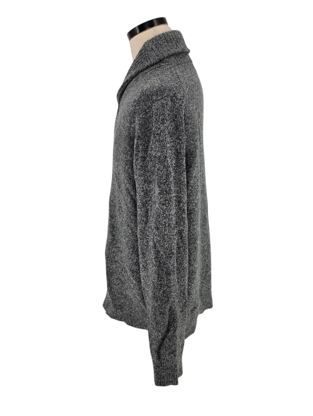 J.Crew Shawl Collar Sweater XL Gray 100% Lambswool Marled Wool Men's